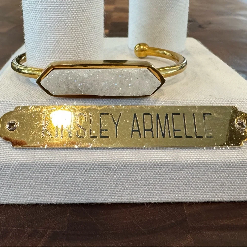 Kinsley Armelle Gold and White Stone Cuff - Picture 3 of 4